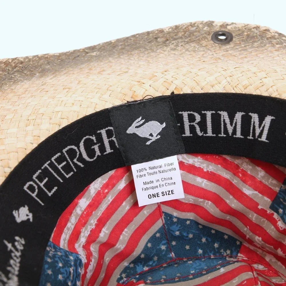 Peter Grimm American Flag Stars Cowgirl Straw Hat‎ Women One Size
